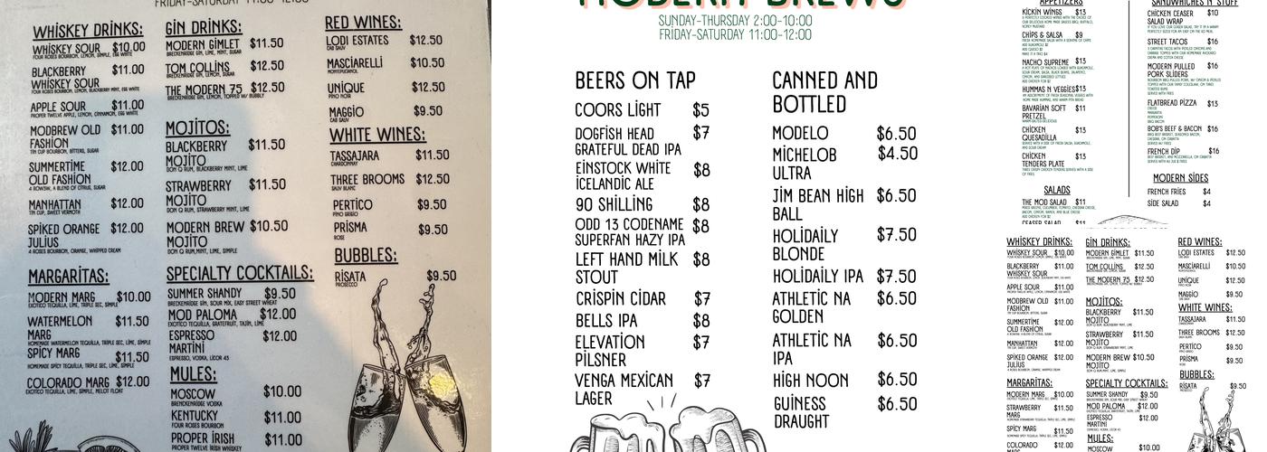 Modern Brew - Kitchen & Bar Menu