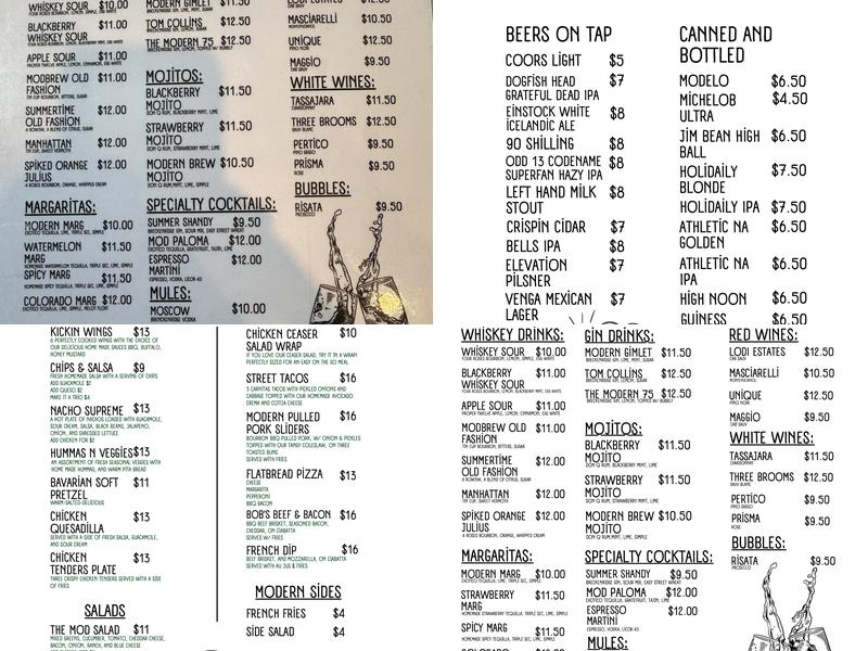 Modern Brew - Kitchen & Bar Menu