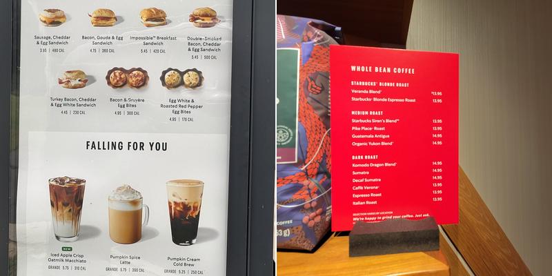 Starbucks Menu