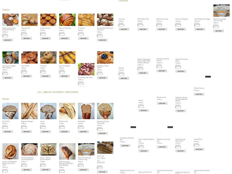 Bâtard Bakery Menu