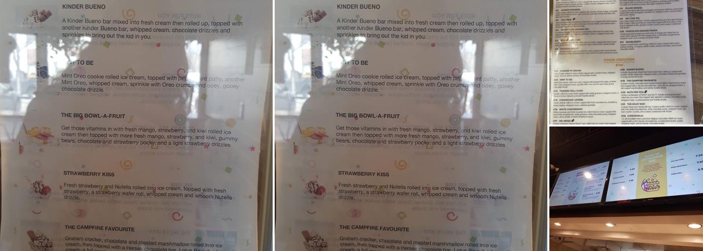 Rollesque Ice Cream Menu