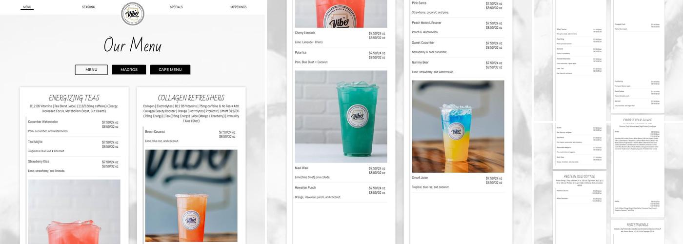 Vibe - Healthy Eats & Drinks Menu