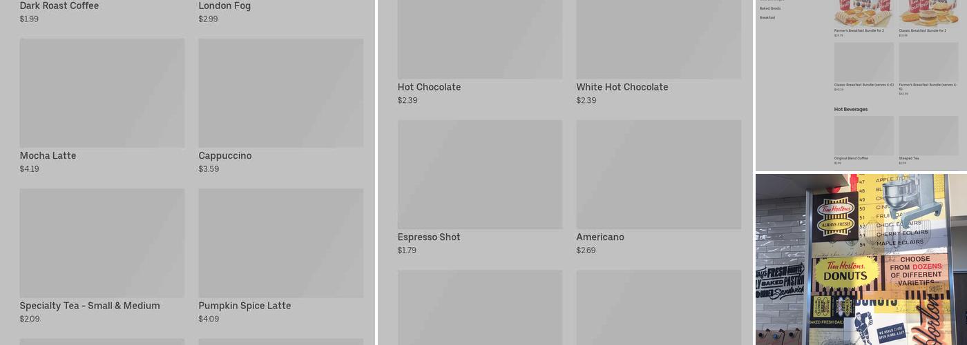 Tim Hortons Menu