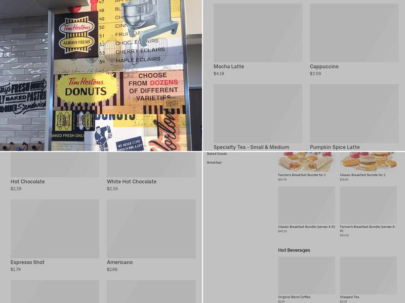 Tim Hortons Menu