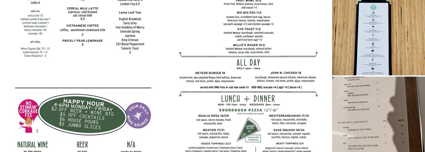 The Meteor Cafe Menu