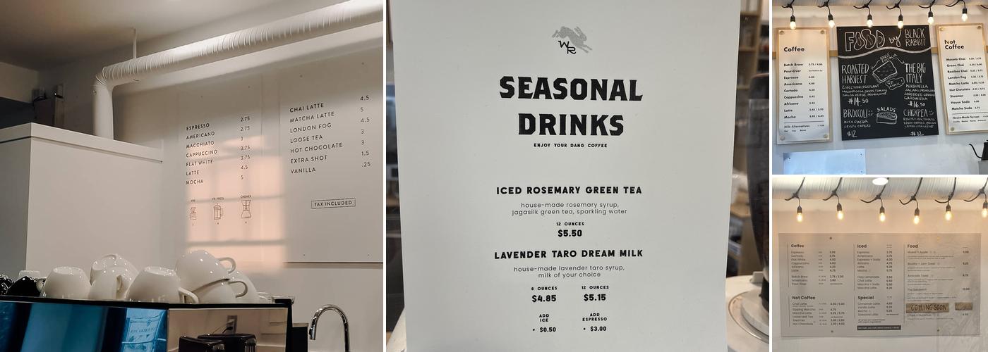 White Rabbit Coffee Co. Menu
