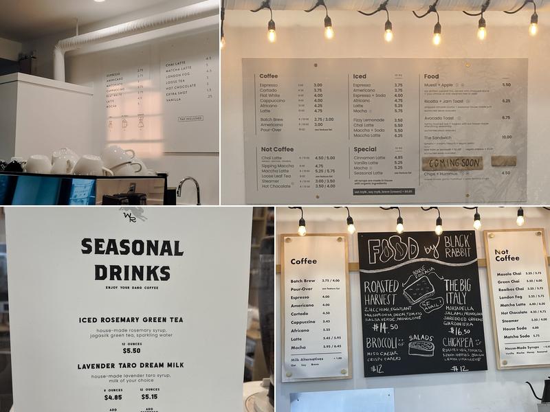 White Rabbit Coffee Co. Menu