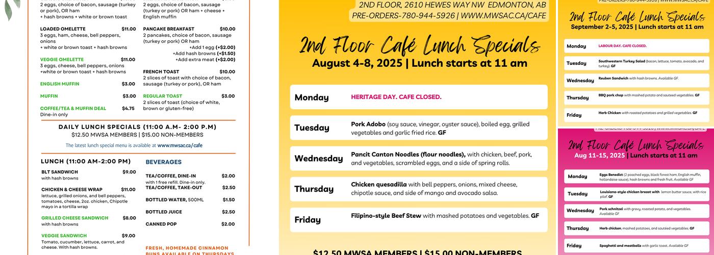 2nd Floor Cafe Menu