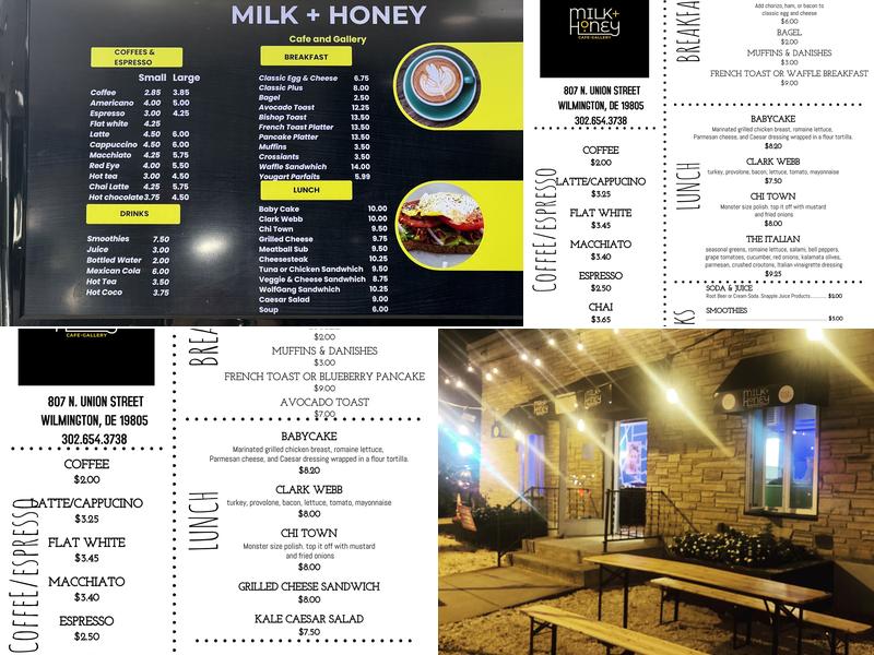 Milk and Honey Coffeehouse & Gallery Menu