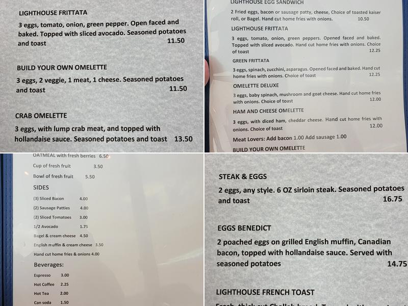 The New Lighthouse Caffe Menu