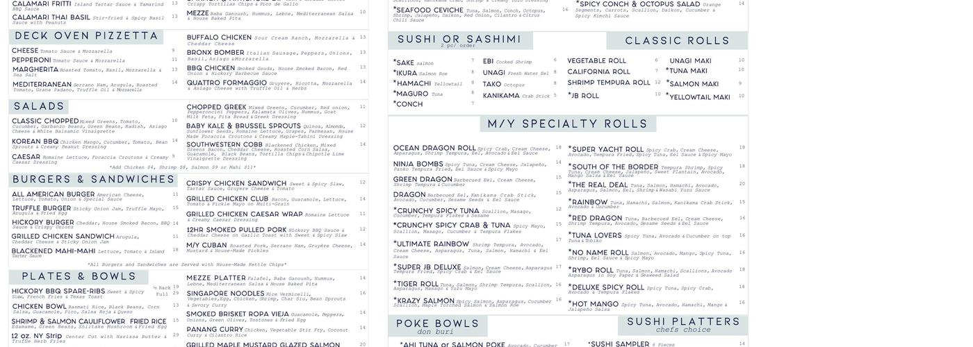 Safe Harbor Rybovich Menu