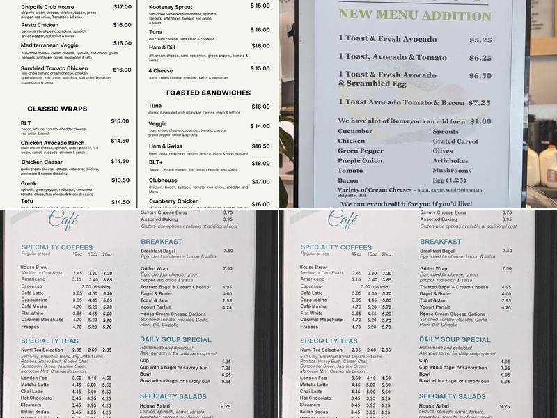 The Bridge View Cafe Menu