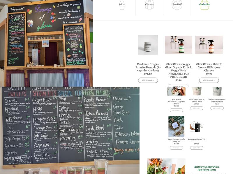 Glow Juicery and organic cafe Menu