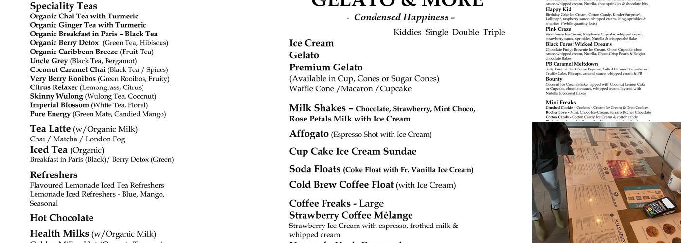 Marylebone Cafe and Creamery Menu