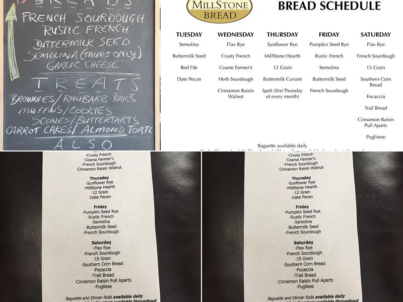 Millstone Bread Menu