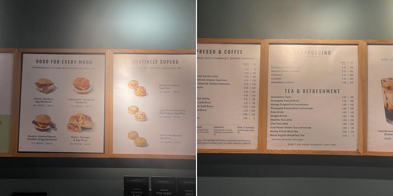 Starbucks Menu