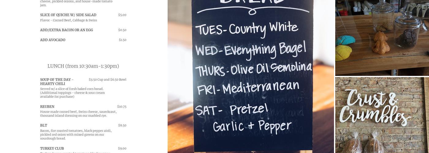 Crust & Crumbles Menu