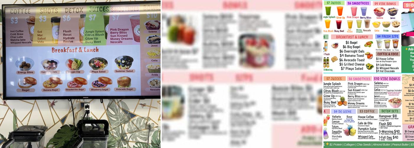 Juice Vibe Menu