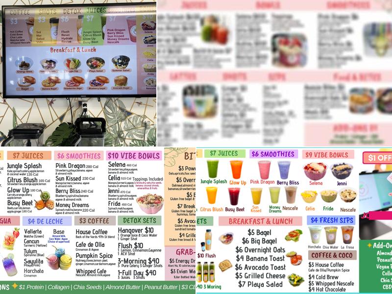 Juice Vibe Menu