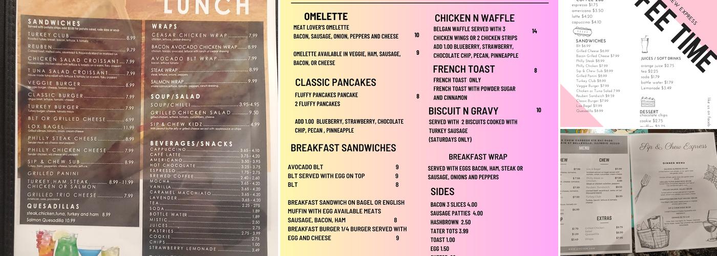 Sip & Chew Express, LLC Menu