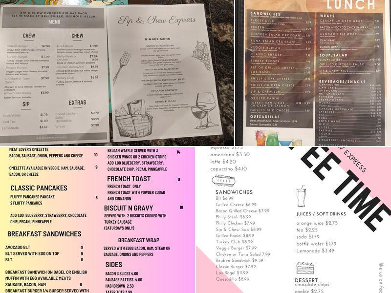 Sip & Chew Express, LLC Menu