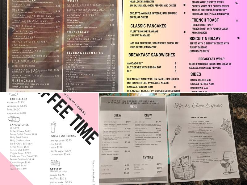 Sip & Chew Express, LLC Menu