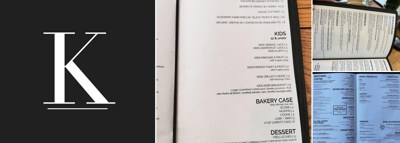 Kerr Street Cafe Menu