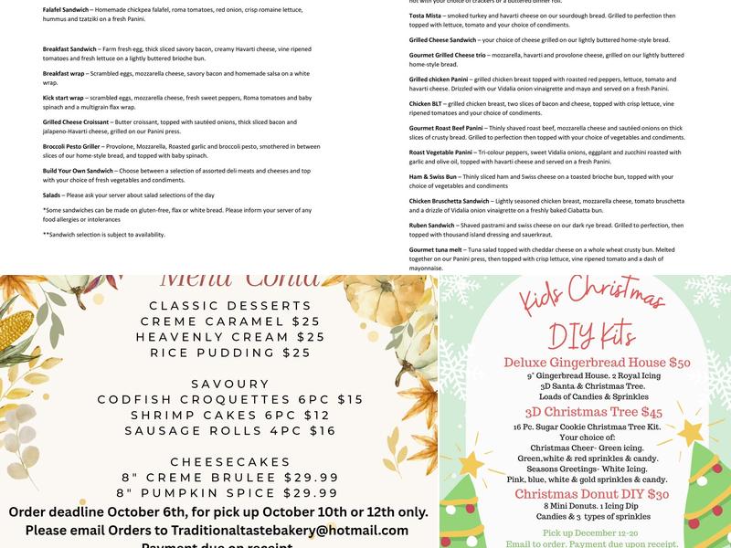 Traditional Taste Bakery & Cafe Menu
