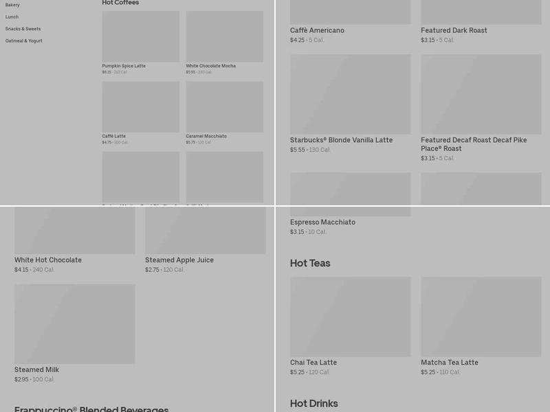 Starbucks Menu