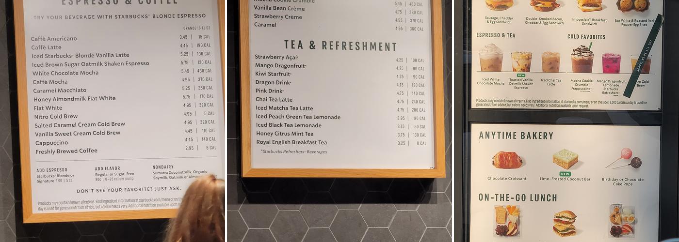 Starbucks Menu