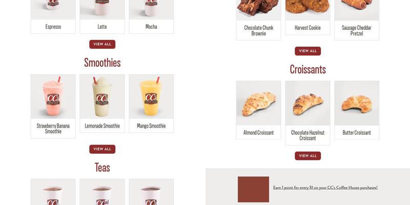 CC's Coffee House Menu