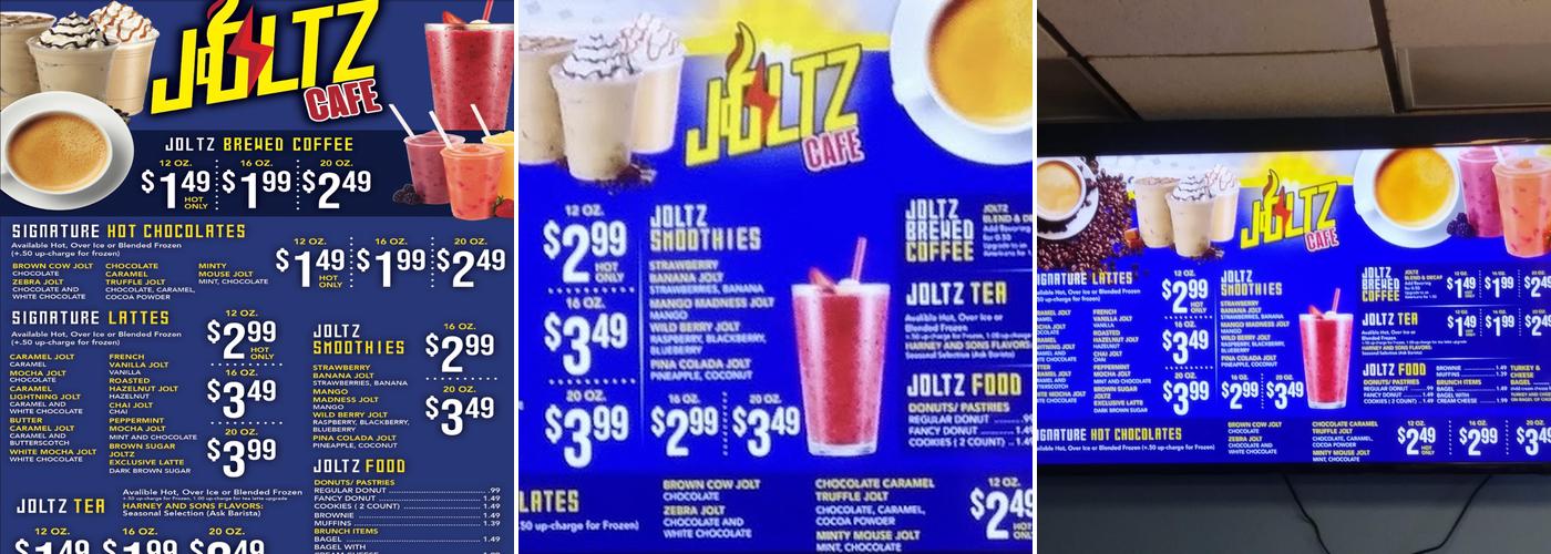 Joltz Cafe Menu