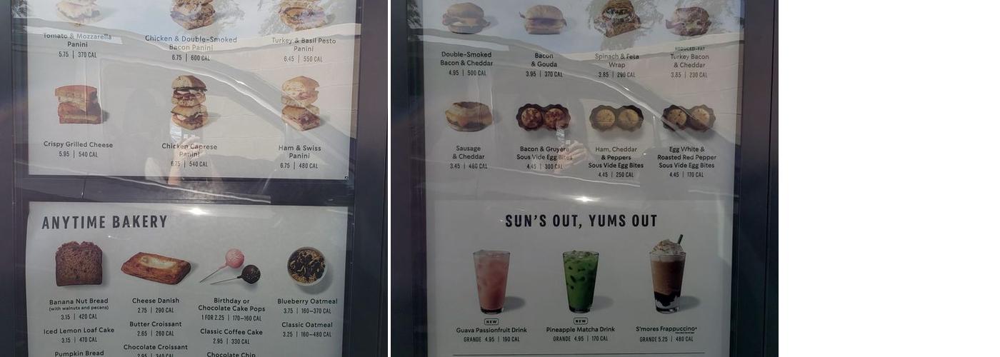 Starbucks Menu
