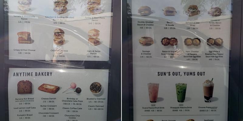 Starbucks Menu