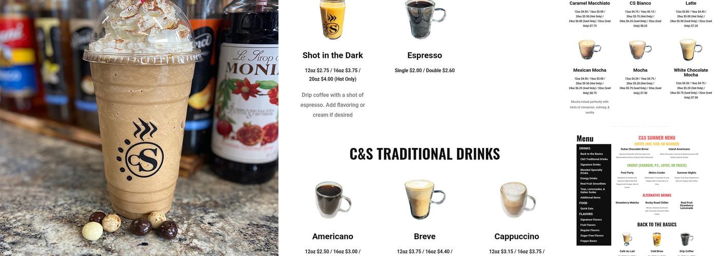 Classy N' Sassy Coffee Menu