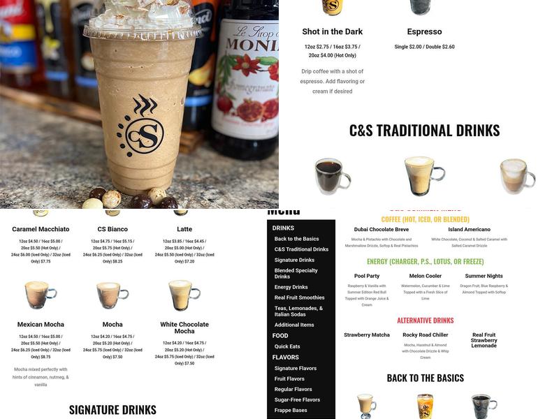 Classy N' Sassy Coffee Menu