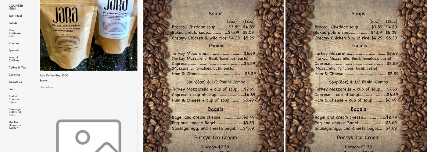 Jara cafe Menu