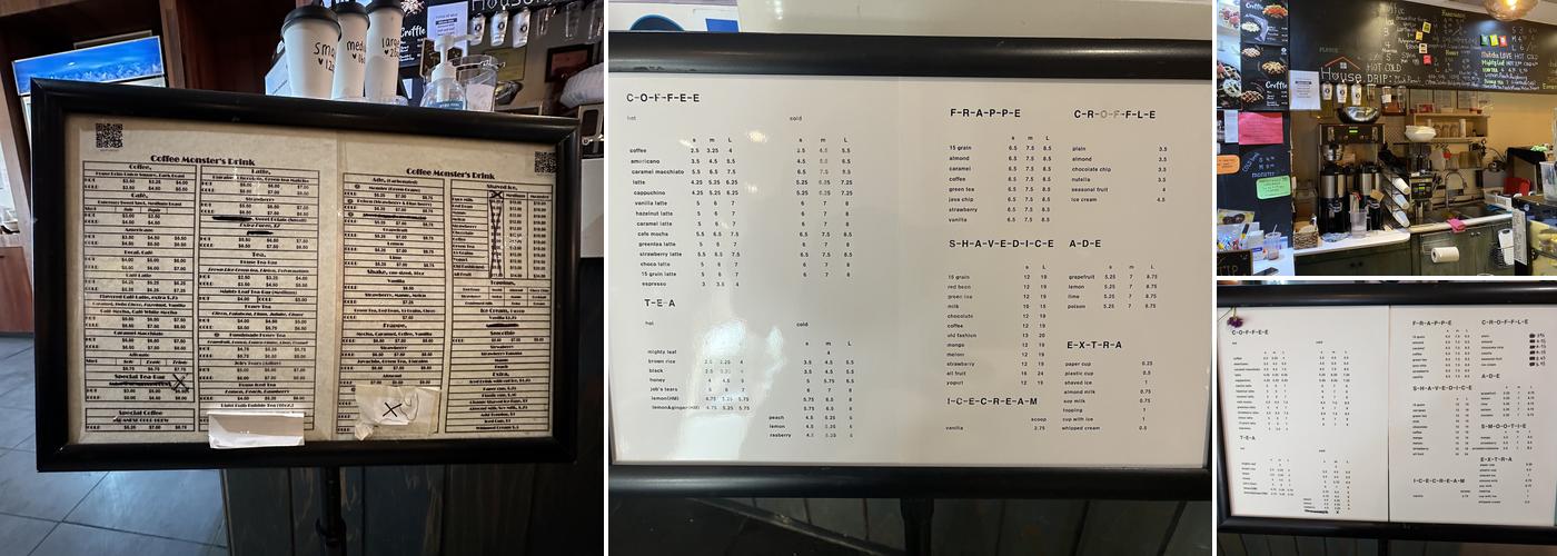 Coffee Monster Menu