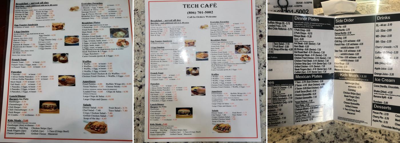 Tech cafe Menu