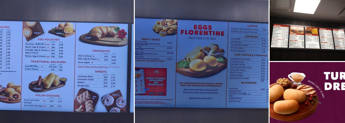 Kolache Factory Menu