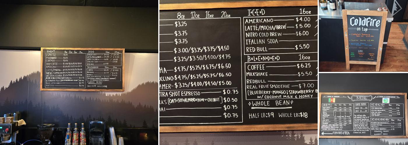 Dark Pine Coffee Menu
