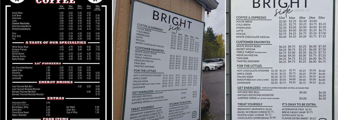 Bright Side Coffee Co. Menu