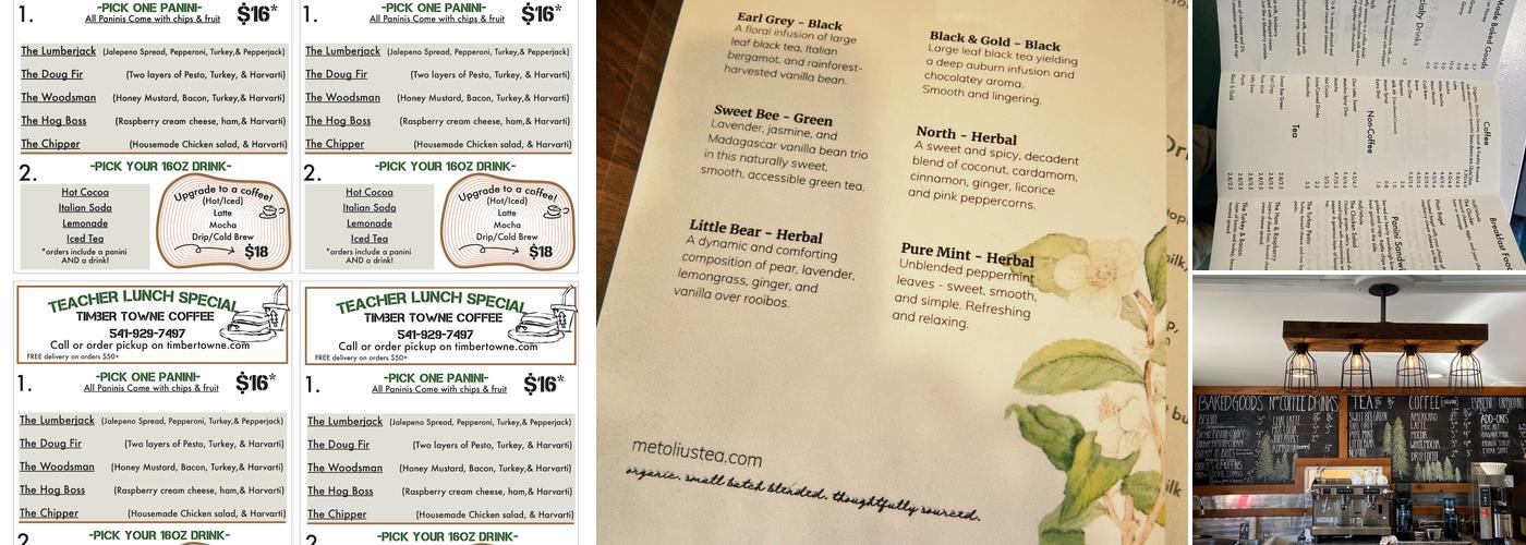 Timber Towne Coffee Menu