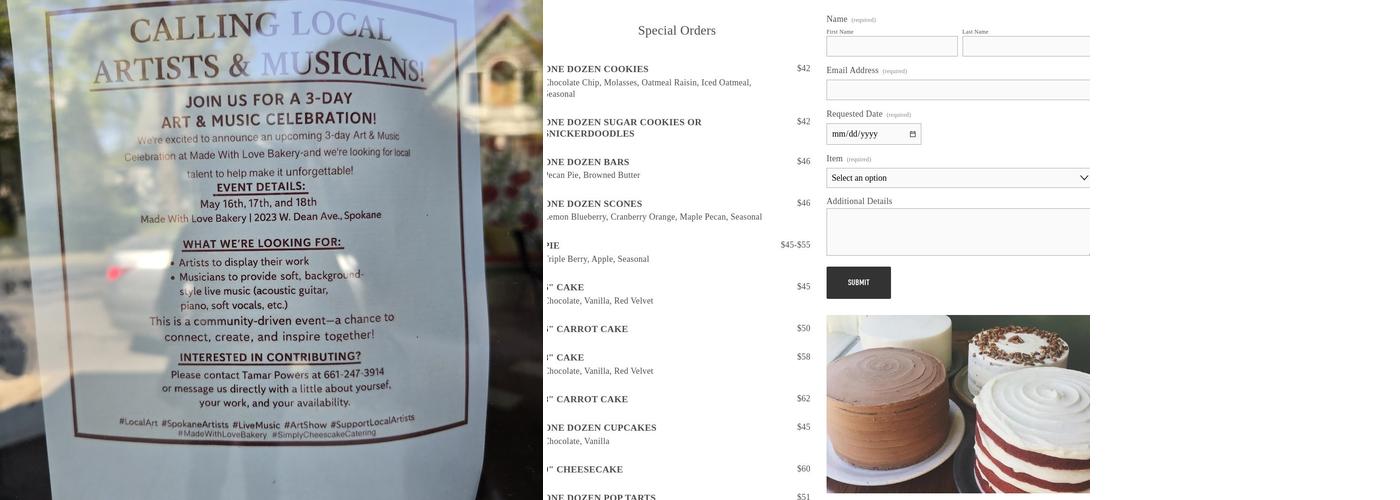 Made With Love Bakery Menu
