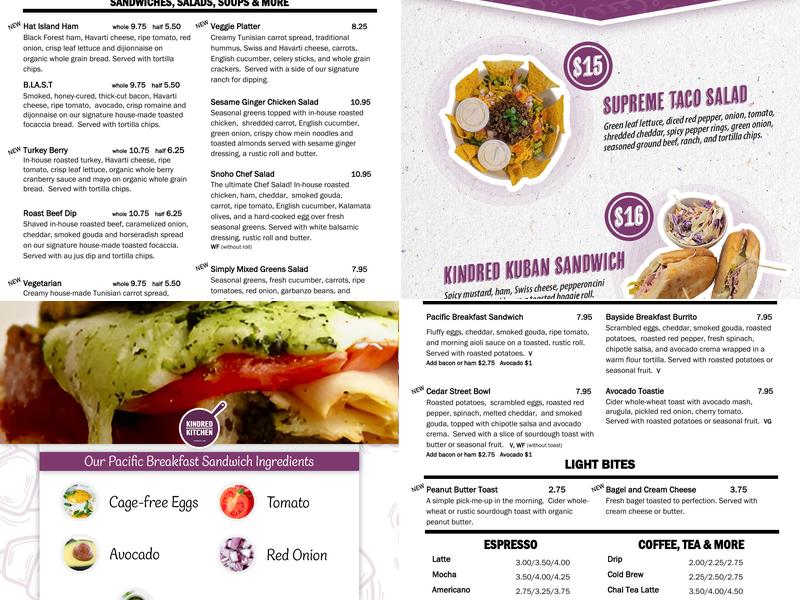 Kindred Kitchen Menu