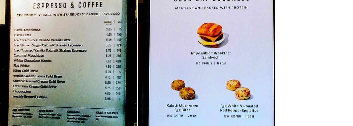 Starbucks Menu