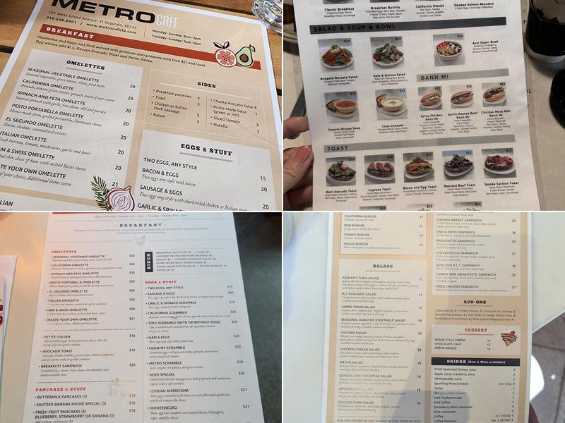 Metro Cafe Menu