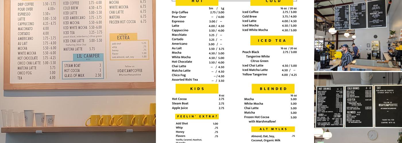 Daycamp Coffee Menu