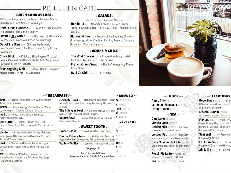 Rebel Hen Café Menu