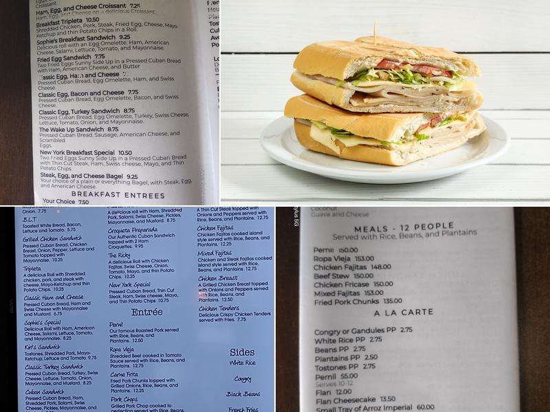 Sophie’s Cafe Menu